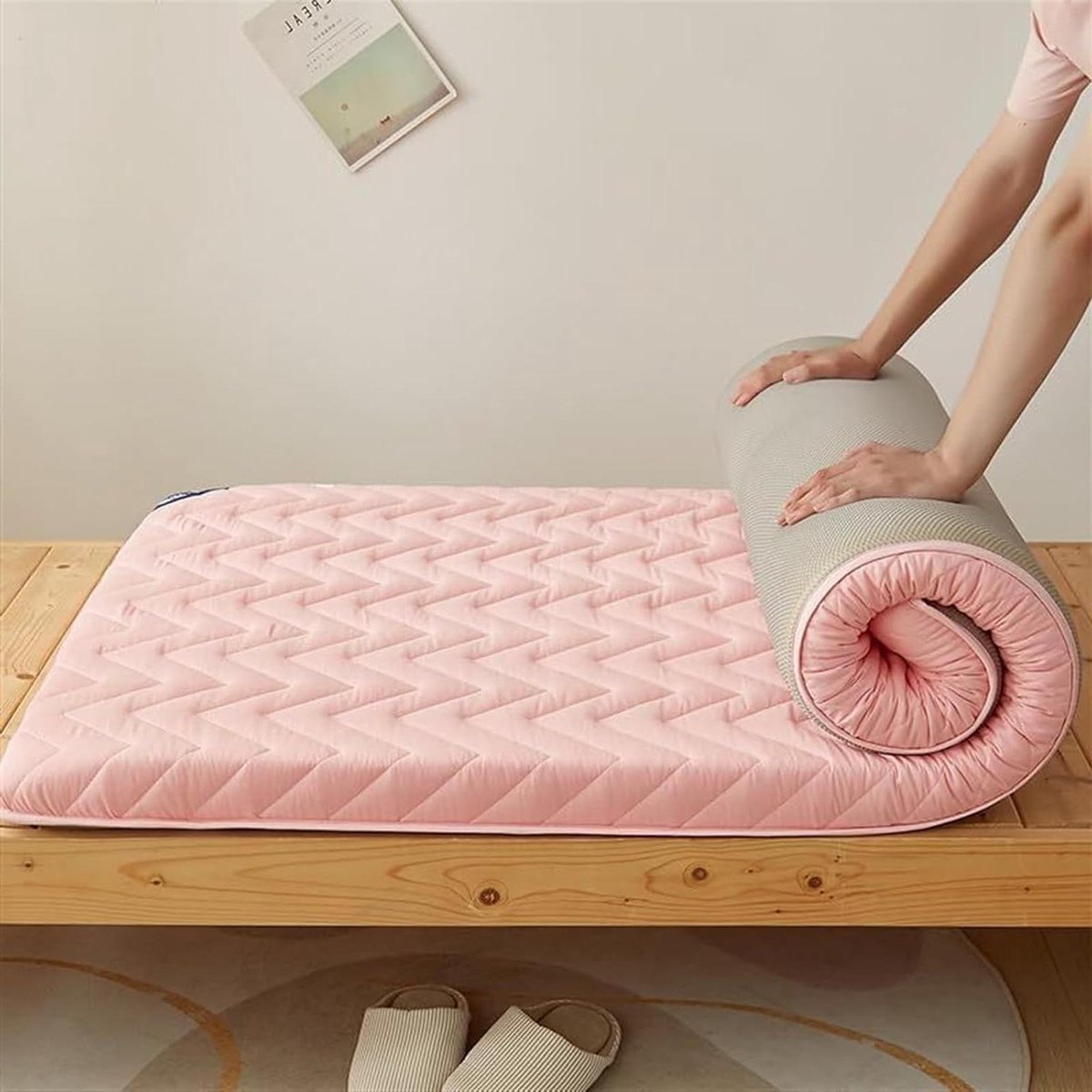Opvouwbaar Matras - Draagbare Futon - Comfortabel Slapen - Zachte Pluche Stof - 120 x 200 cm - B