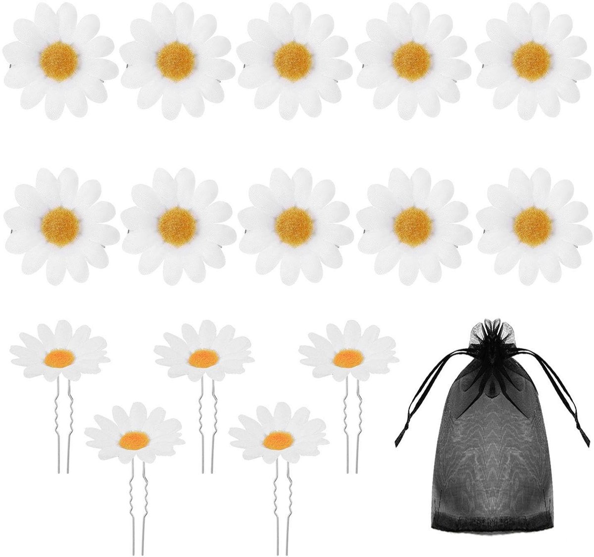 Dailygoods - Set van 10 Bloemen Haarspelden met Netvak