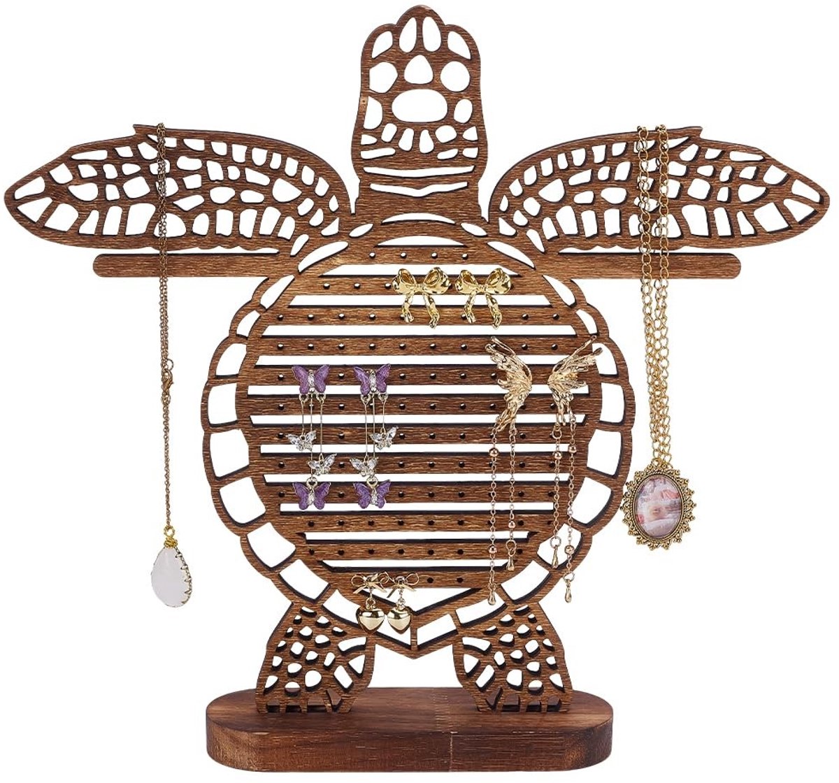 Dailygoods - Houten Sieraden Organizer voor Wandmontage in Zadelbruin