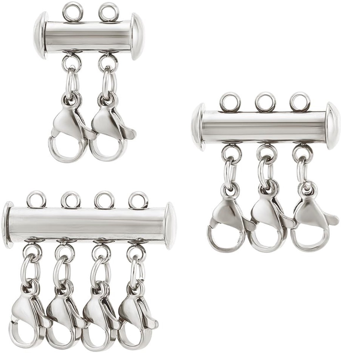 Dailygoods - Set van 3 Roestvrij Stalen Clips voor Halskettingen