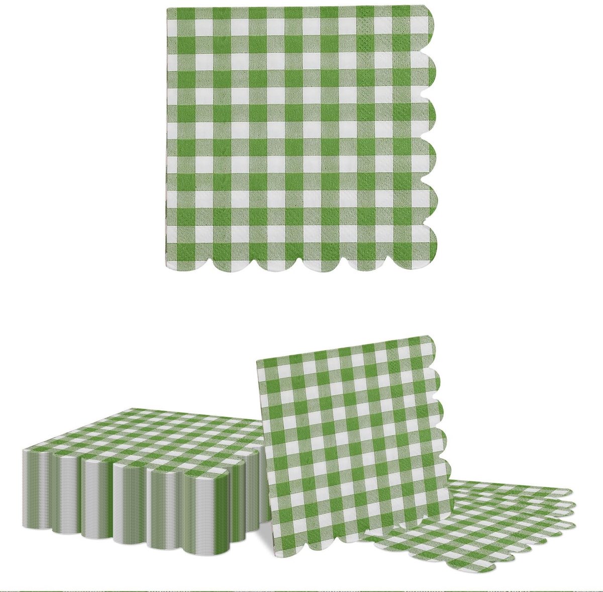 Dailygoods - 40 Stuks Groene Geruite Papieren Servetten voor Feestdecoratie