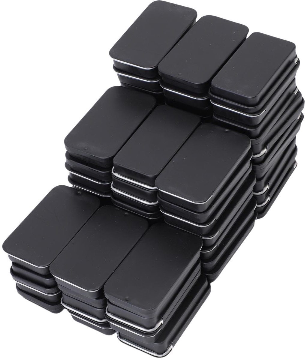 Dailygoods - 60 Stuks Zwarte Mini Metalen Tinnen Dozen met Deksel