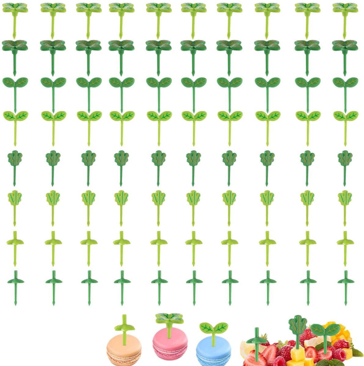 Dailygoods - Mini Fruitprikkers voor Kinderen, 80 Stuks in Verschillende Bladvormen