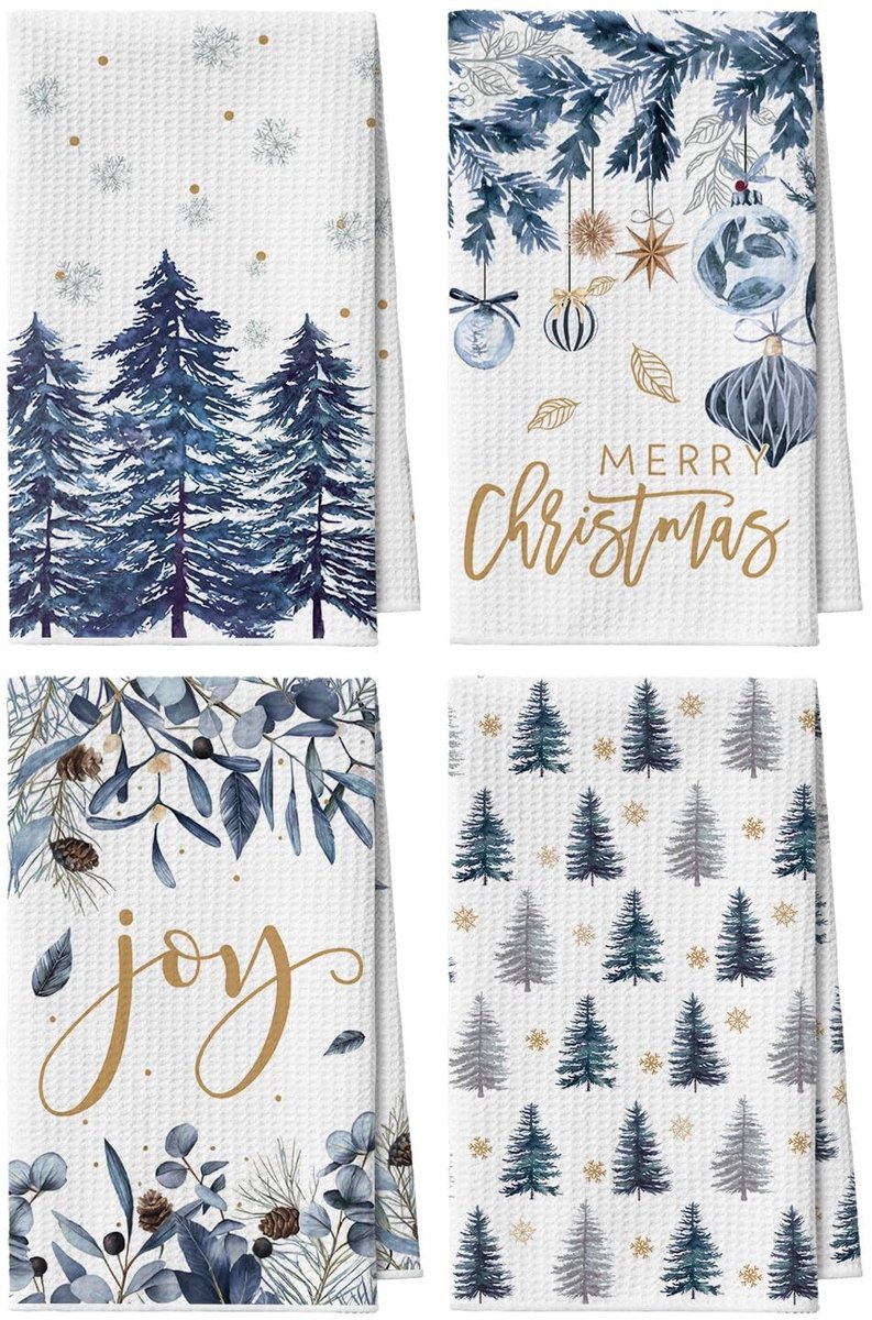 Dailygoods - Set van 4 Kerst Keukendoeken Microvezel 42x65 cm