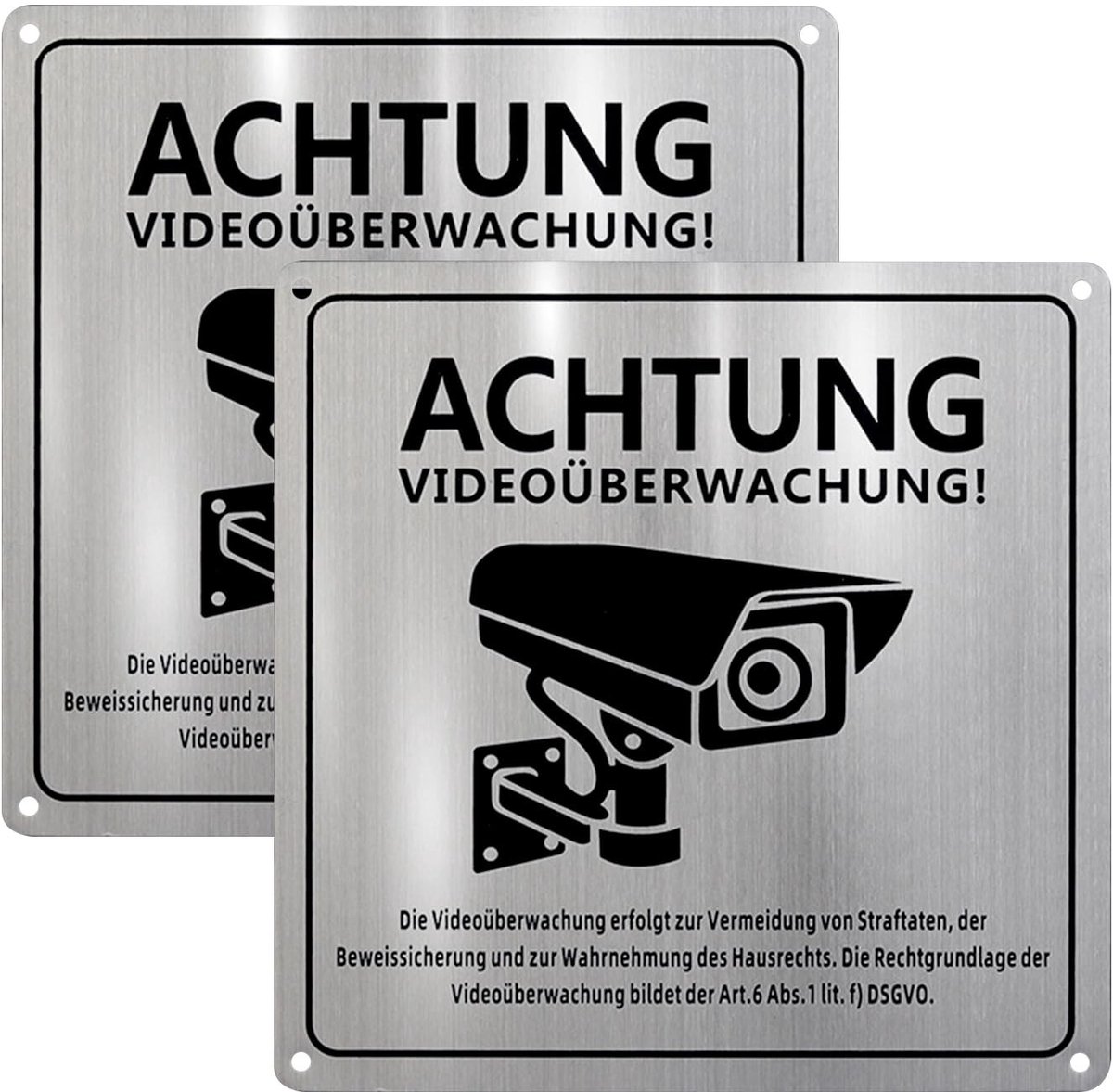 Dailygoods - Set van 2 Videobewaking Borden met DSGVO Notitie