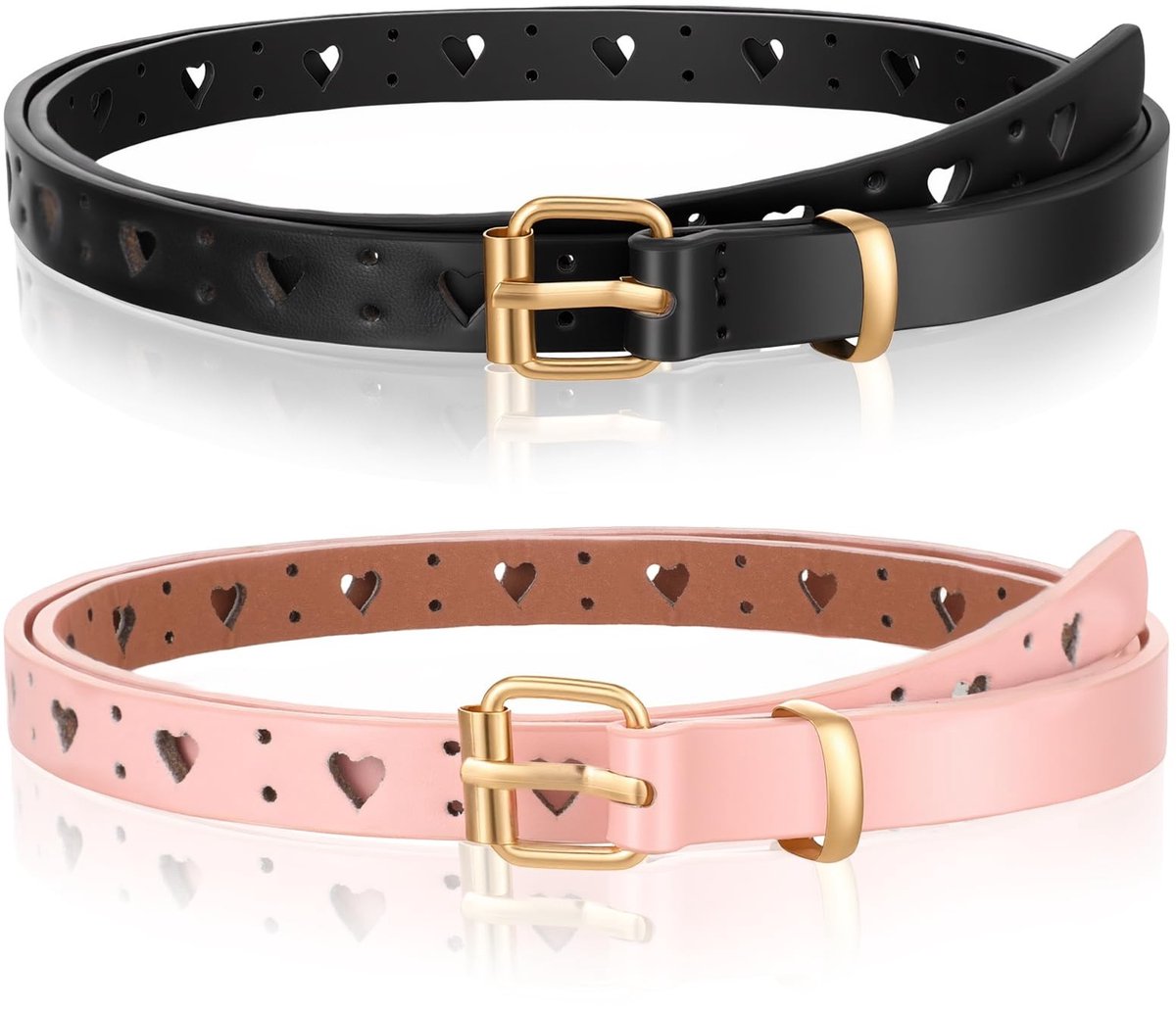 Dailygoods - Set van 2 Leren Riemen met Hartgesp voor Dames