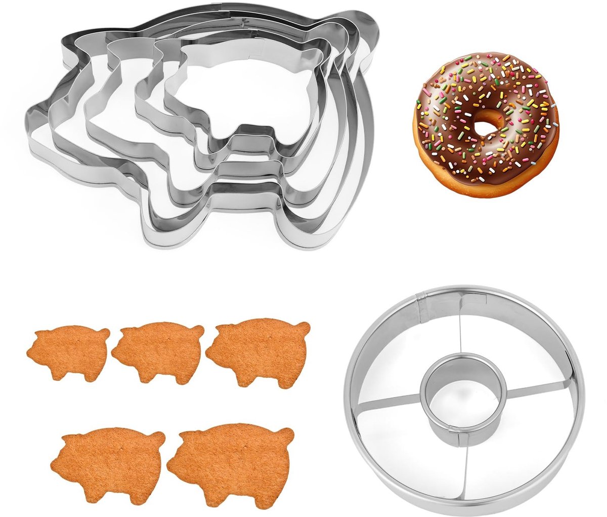 Dailygoods - Set van 6 Roestvrij Stalen Koekjesvormpjes voor Bakken