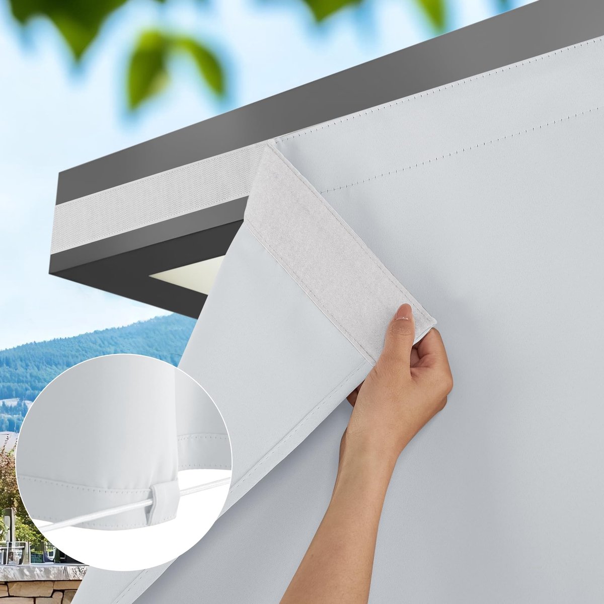 Dailygoods - Waterdichte Verduisteringsgordijnen voor Buiten - 2 Stuks Grijswit