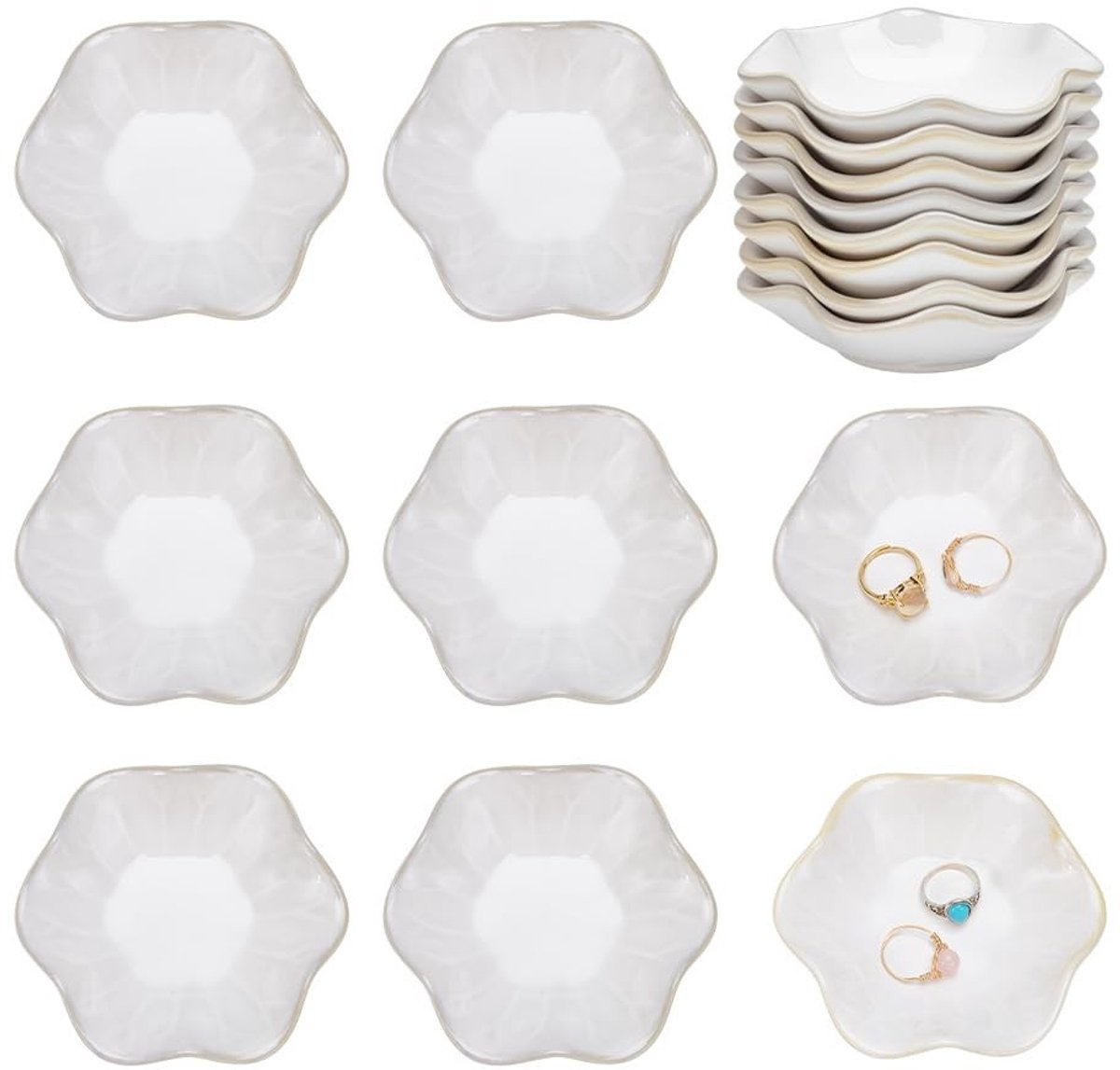 Dailygoods - Set van 8 Keramische Lotus Blad Vorm Sieraden Schotels