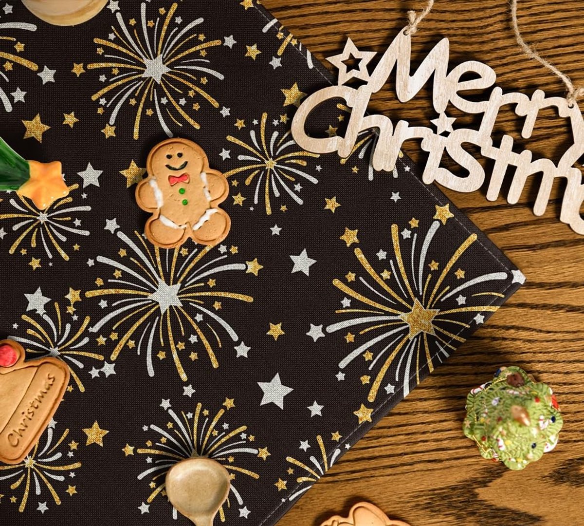 Dailygoods - Vuurwerk Tafelkleed voor Feestelijke Decoratie