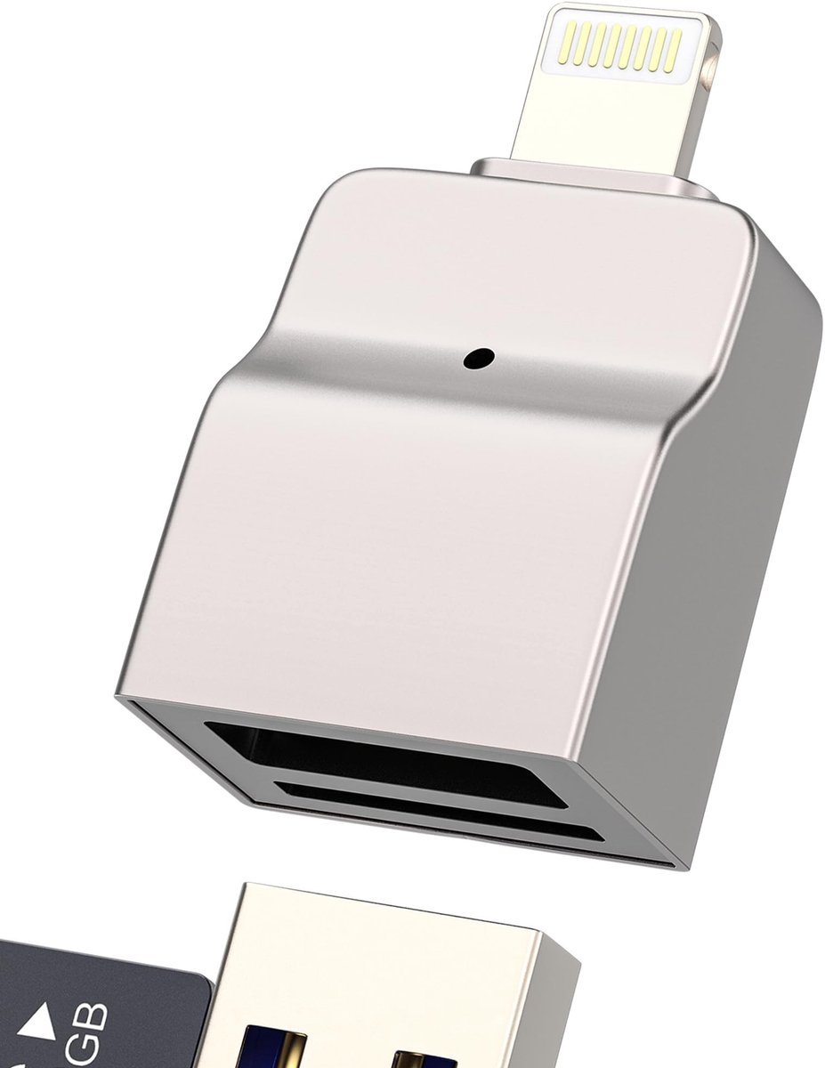 Dailygoods - 2-in-1 Lightning USB Kaartlezer voor iPhone en iPad
