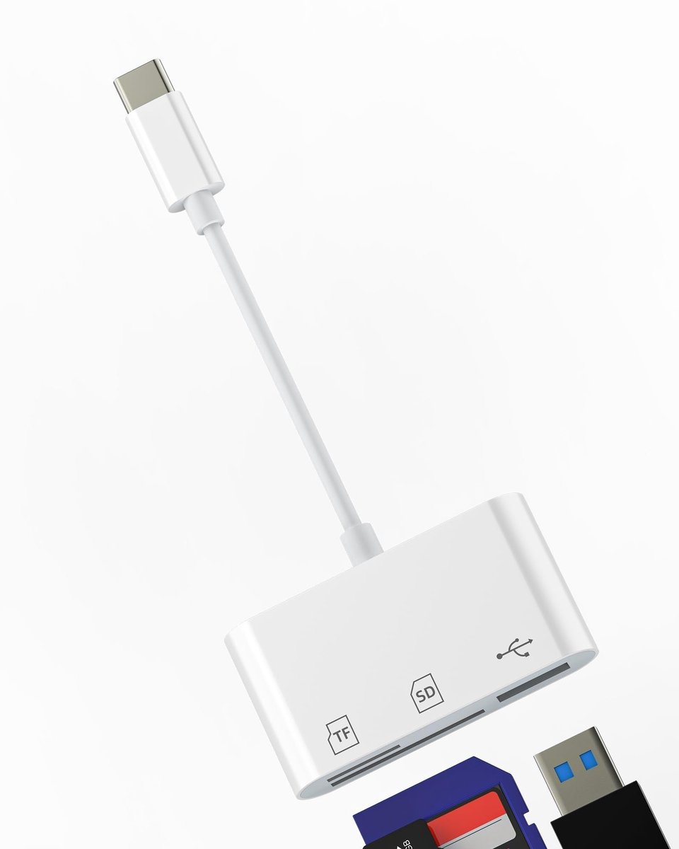 Dailygoods - USB C Adapter 3-in-1 voor SD en Micro SD Geheugenkaarten