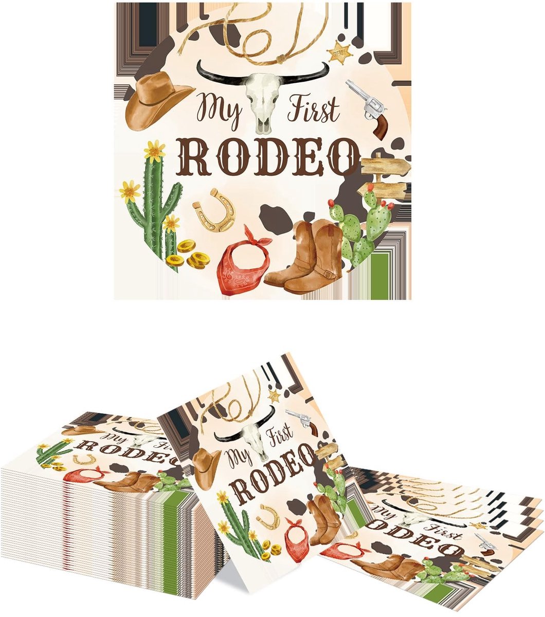 Dailygoods - Set van 40 Rodeo Feest Servetten voor Kinderen met My First Rodeo Motief