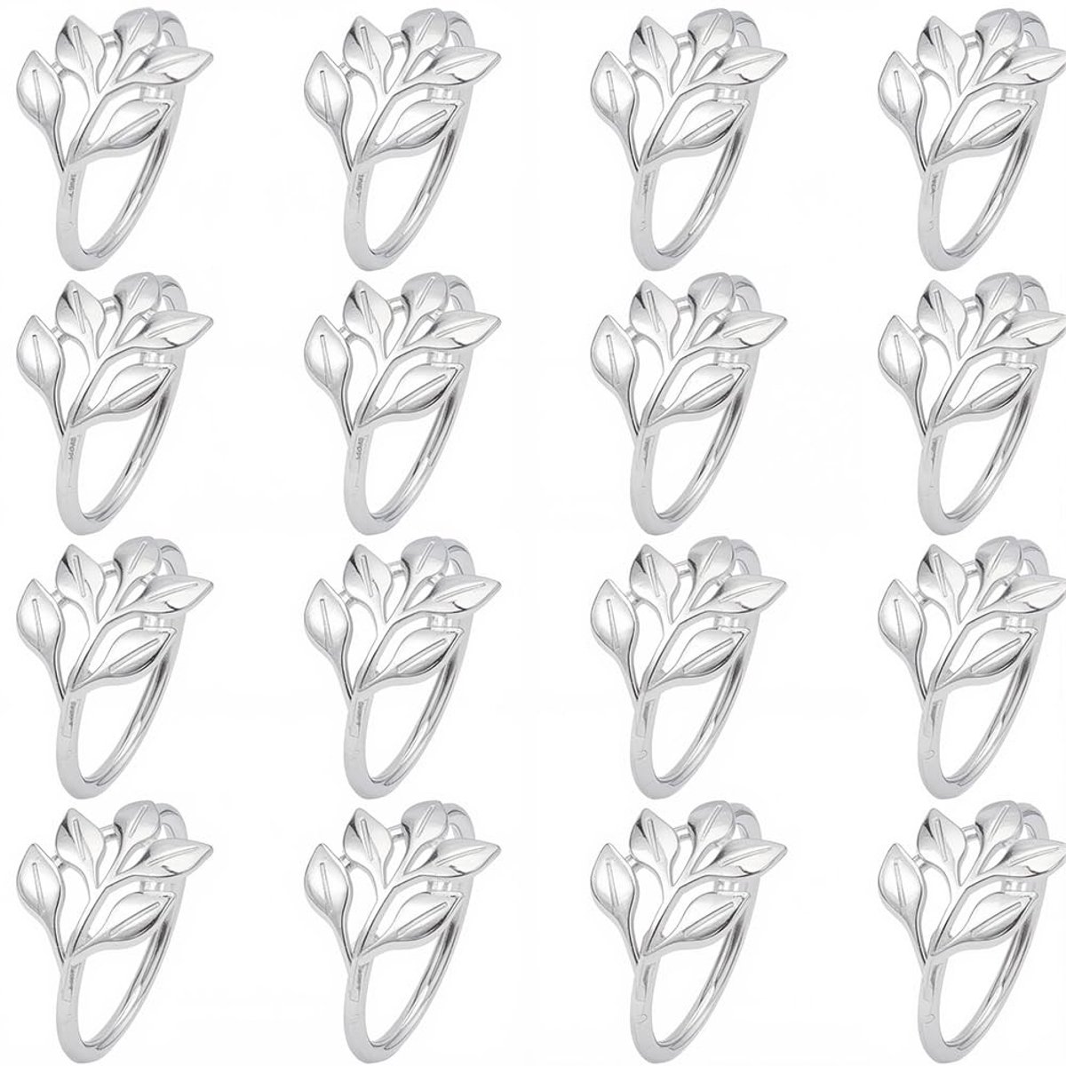 Dailygoods - 16 Stuks Blad Servet Ringen Zilver voor Feesten en Bruiloften