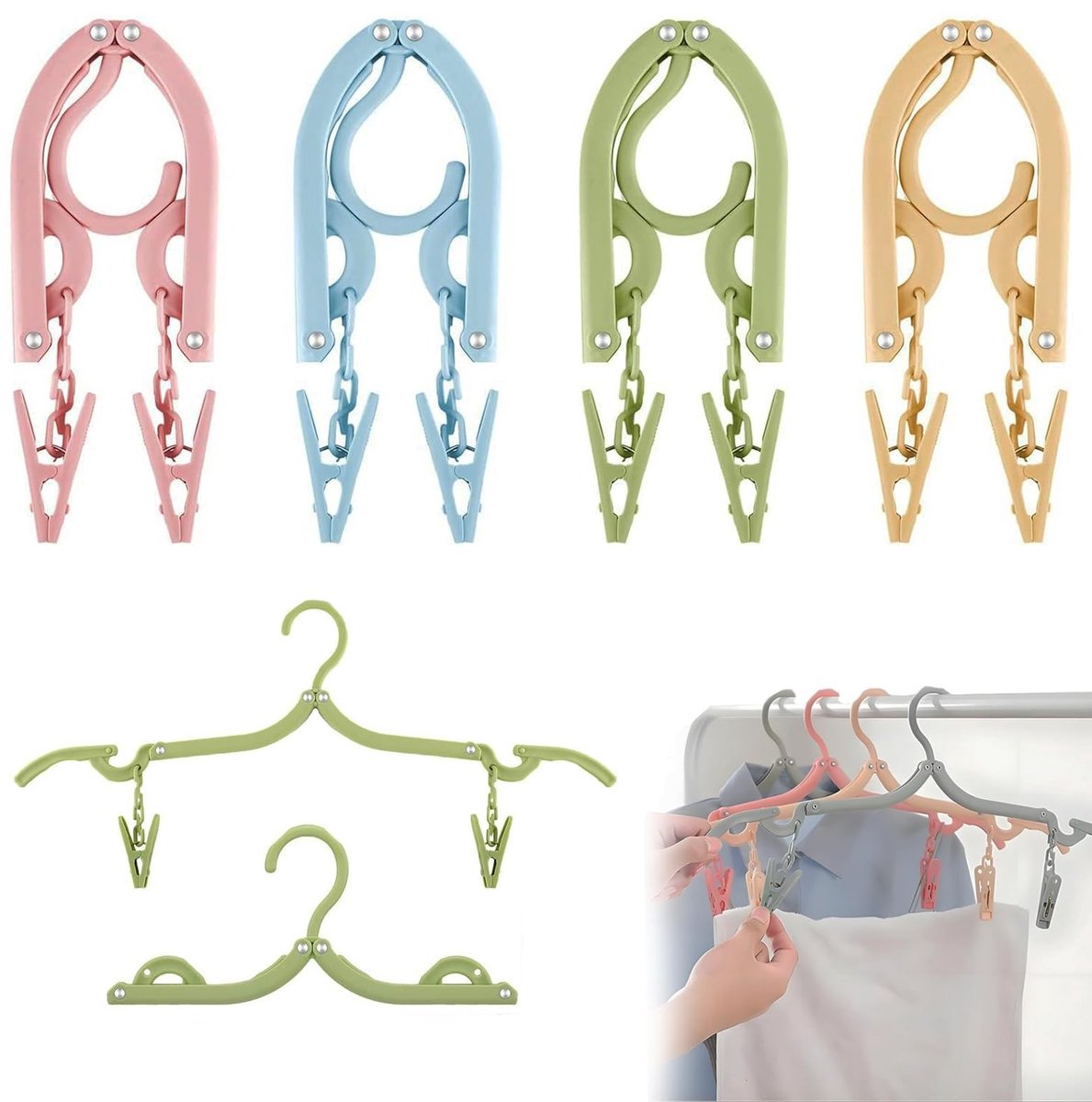 Dailygoods - Innovra - Set van 4 Ruimtebesparende Opvouwbare Kleerhangers