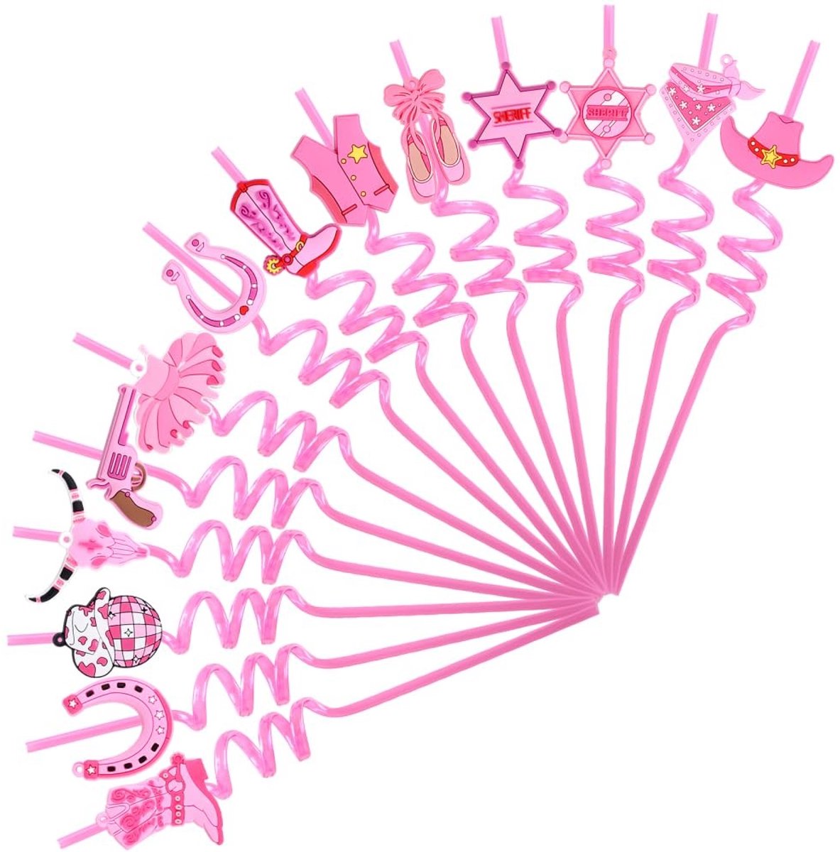 Dailygoods - Herbruikbare Cowboy Rietjes 14 Stuks Roze
