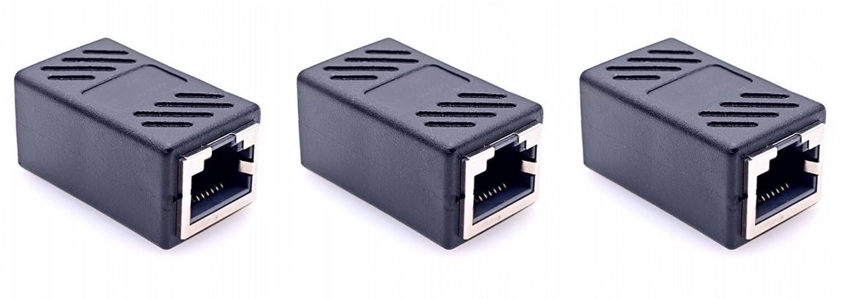 Dailygoods - 3 Stuks RJ45 Koppeling Ethernet Extender Adapter voor LAN Kabel