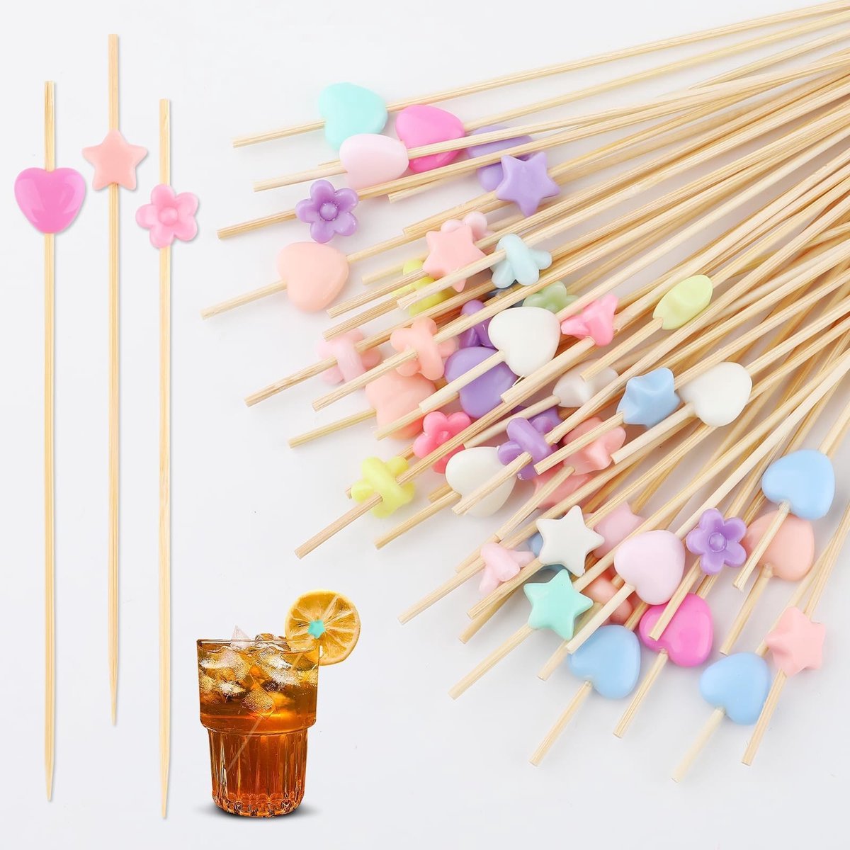 Dailygoods - 300 Bamboe Cocktailprikkers voor Feestelijke Decoratie