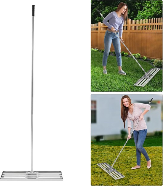 Dailygoods 75x25cm, gazon egaliseerhark, gereedschap voor het egaliseren van grond en gazon, roestvrijstalen hark, heavy van Dailygoods — afbeelding 3