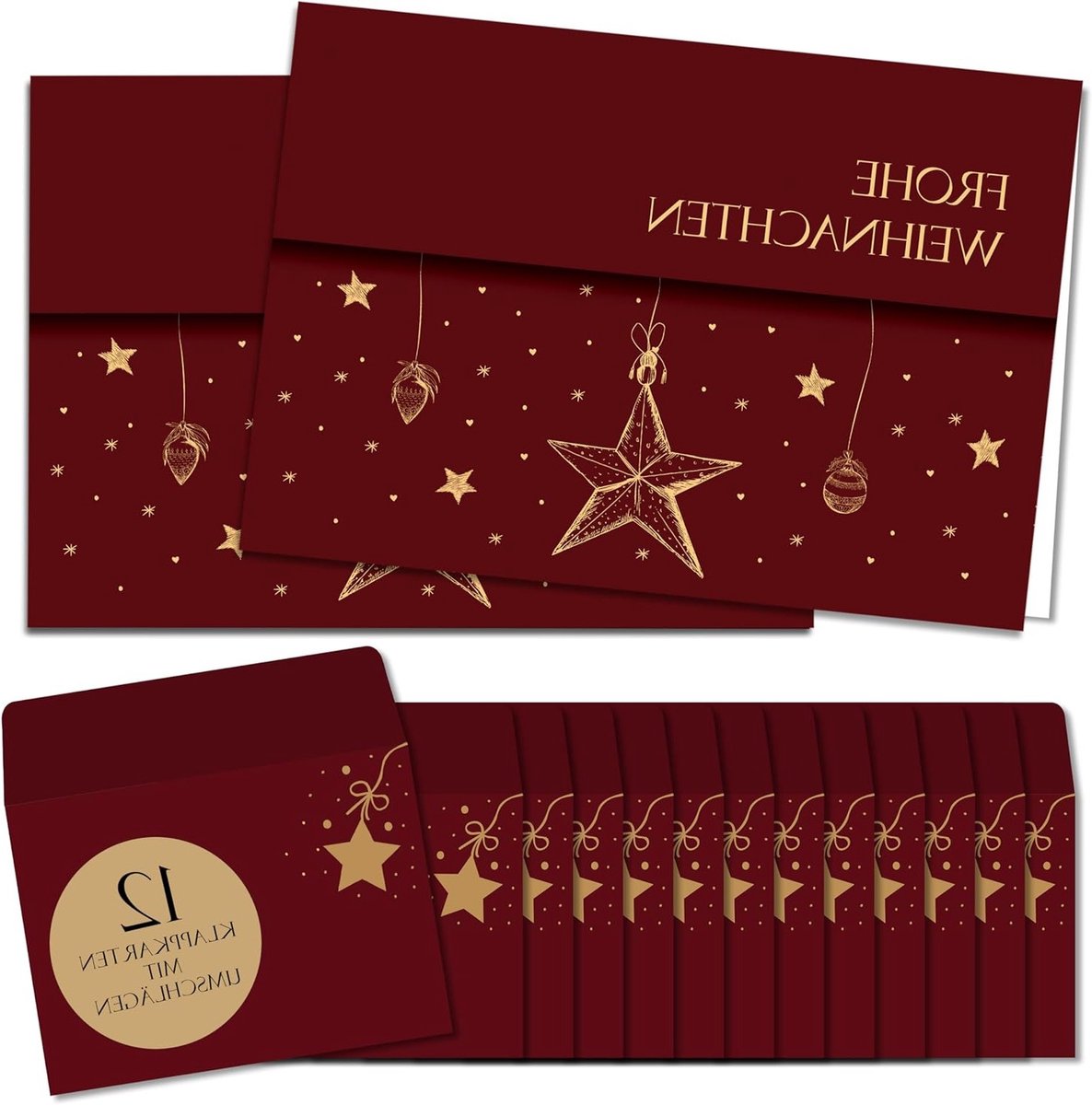 Kaart met sterrenpatroon voor kerst, feestelijke gelegenheid, handgemaakt ontwerp, unieke wenskaart
