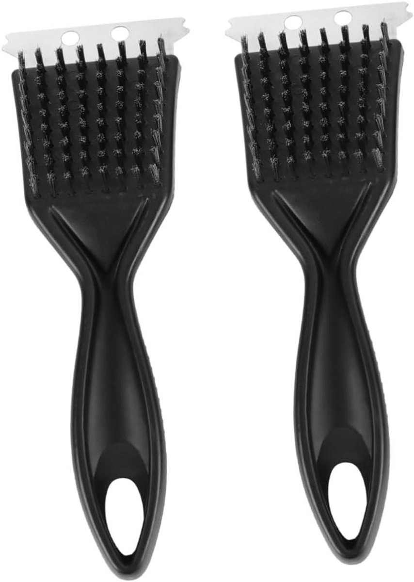Grill Reiniger - Barbecue Borstel - Buiten Grillen - Ergonomisch Handvat - 2 Stuks - Zwart