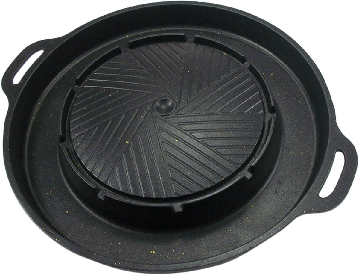 Camping Grill Plaat BBQ Bakplaat Outdoor Koken Non-stick Coating 34cm Diameter Zwart