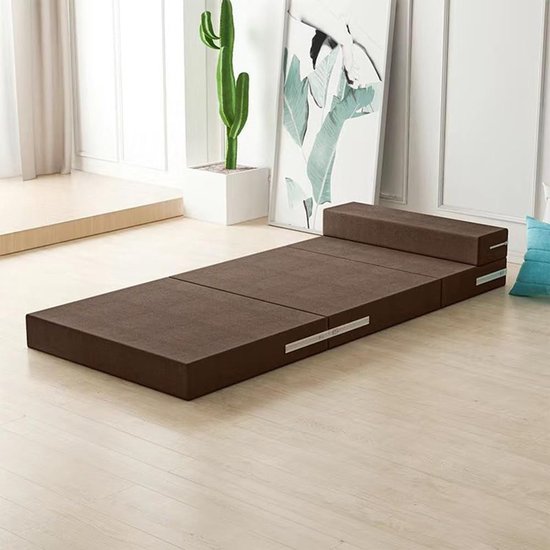 Opvouwbare Matras - Gastenbed Vloerbed - Kamperen Reizen - Wasbare Hoes Kussen - 200 x 90 cm - Grijs — afbeelding 3