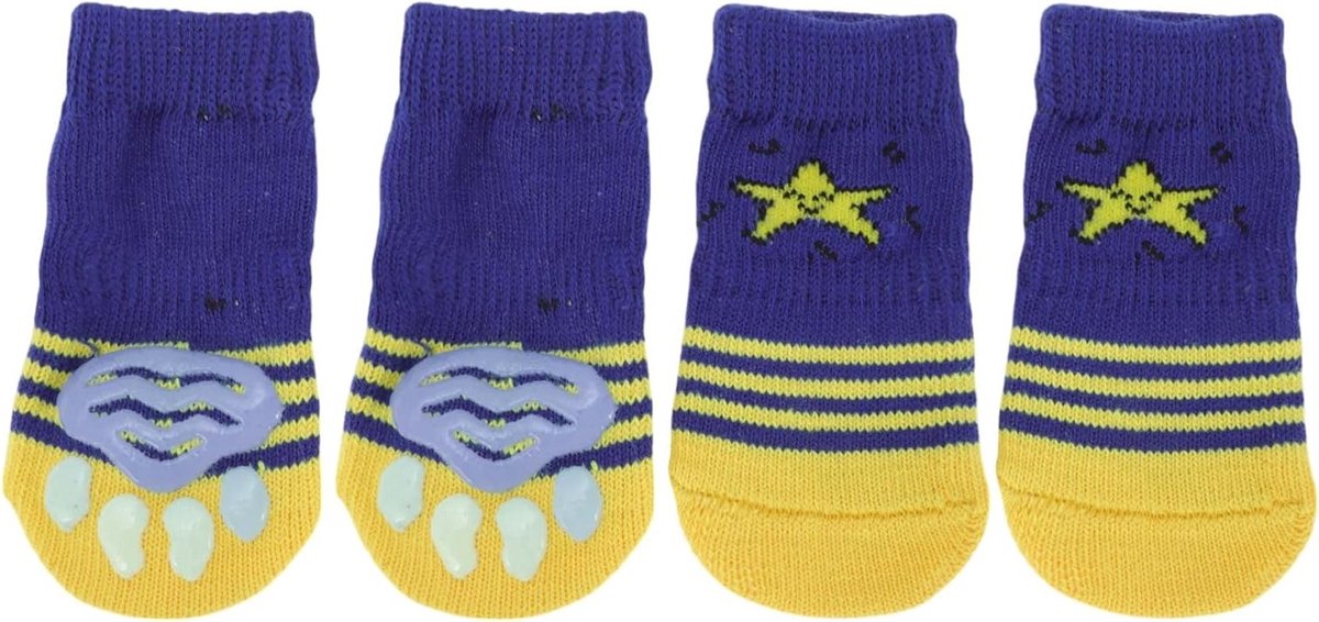 Antislip Honden- en Katten Sokken met Sterrenpatroon voor Pootbescherming en Grip, Set van 4 Stuks, Maat Klein, Ideaal voor Binnengebruik en Comfortabele Pasvorm