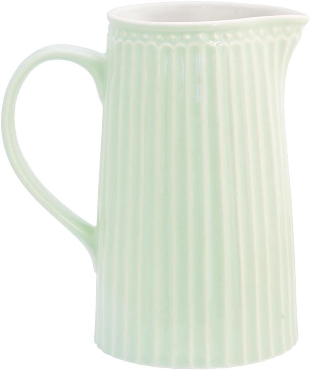Porseleinen Kan - Groene Vaas - Drank Serveren - Keramiek Materiaal - 1 Liter Inhoud - Pale Green
