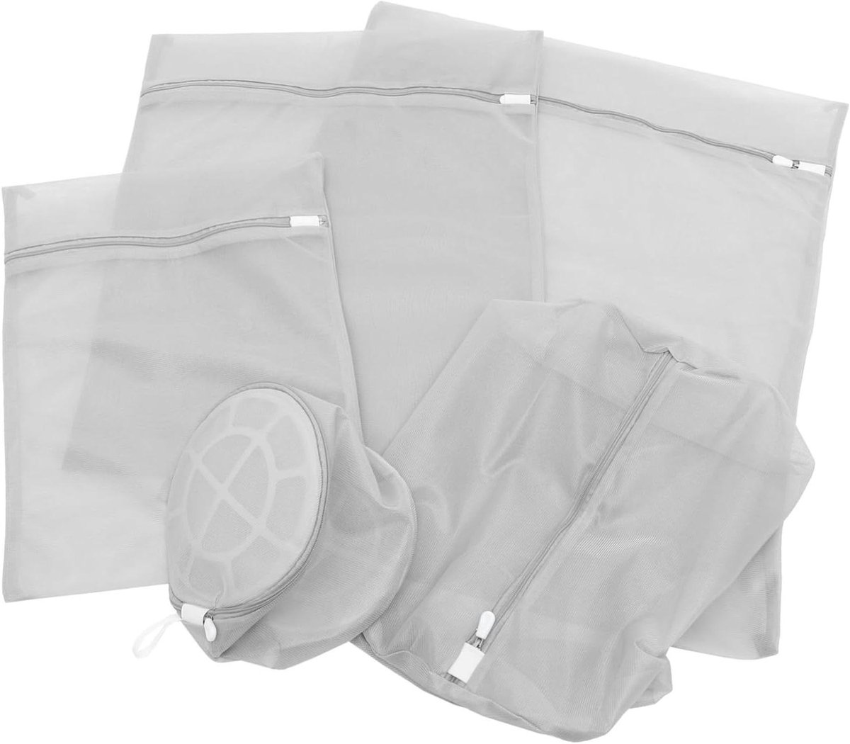 Waszakken Set - Mesh Zakken - Kleding Beschermen - Met Rits - 60x50cm 5 Stuks - Grijs