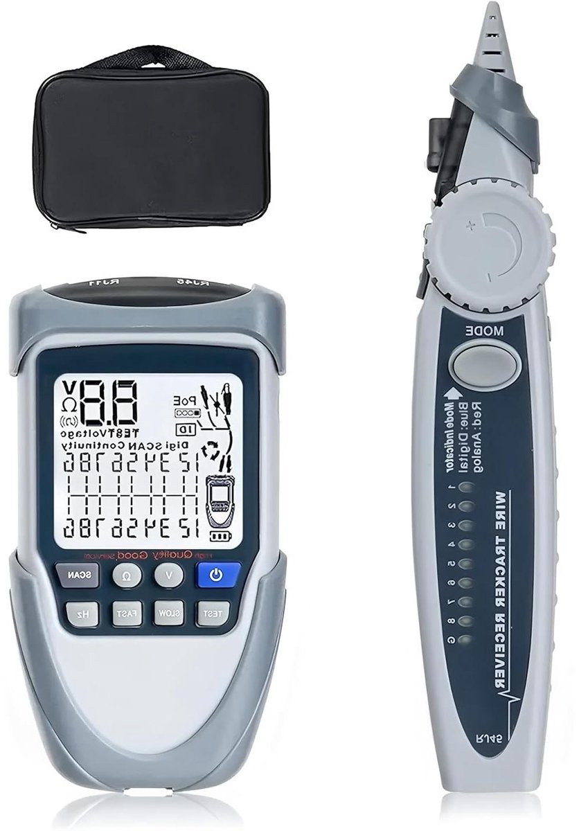 Netwerk Kabel Tester - Kabel Analyzer - Netwerk Installatie - POE Voltage Test - LCD Scherm - Multicolor