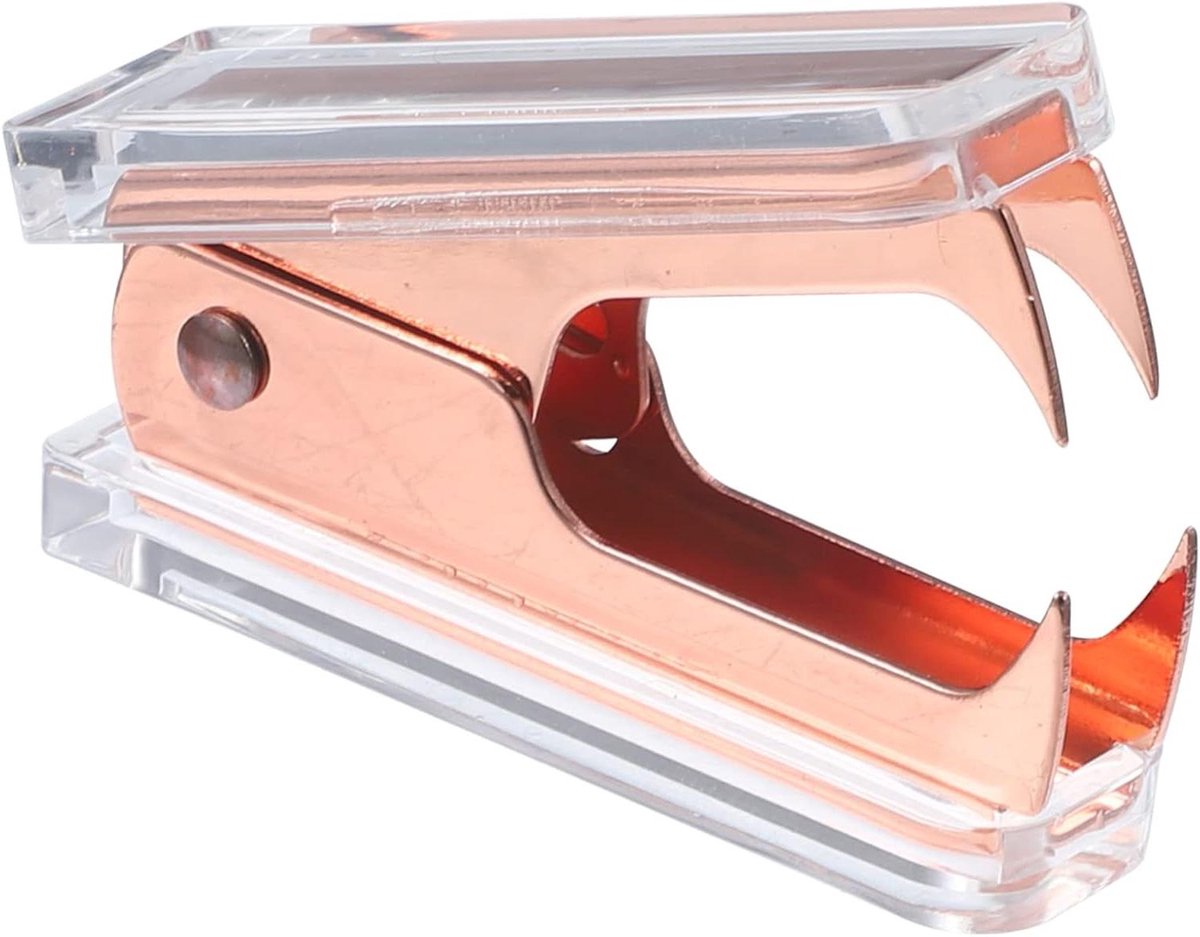 Nietjesverwijderaar Ergonomisch - Nietjeslifter Metaal - Kantoor Werk - Schadevrij Verwijderen - 6 x 4.3 x 1.5 cm - Rosé Goud