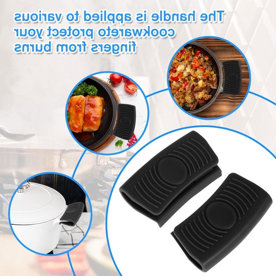 Siliconen Handgrepen voor Pannen, 2 Stuks, Warmtebescherming, Antislip Grip, Geschikt voor Kookgerei en Ovenplaten, 8 x 4 cm — afbeelding 3