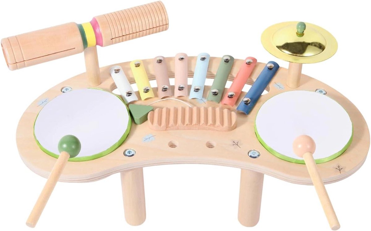 Kinder Drumstel - Muziek Speelgoed - Muziek Ontwikkeling - 7-in-1 Percussie - 39 cm - Multicolor