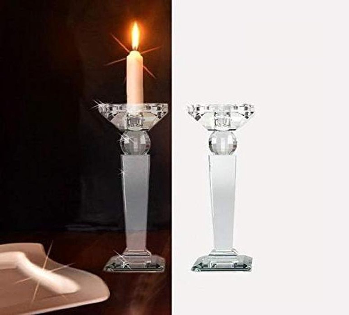 Kristallen Kandelaars - Set van 2 - Sfeer Creëren - Designer Stijl - 25.5 cm Hoog - Kristalglas