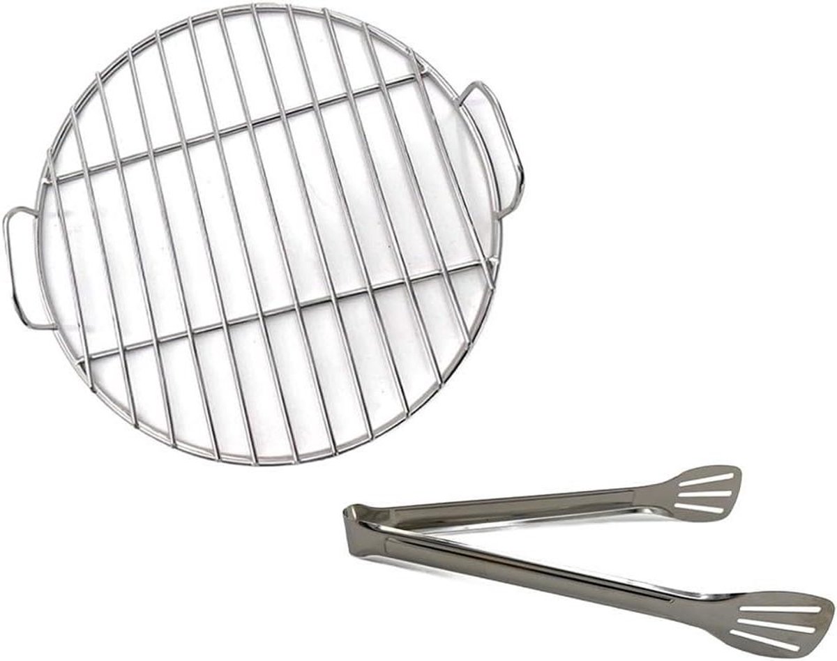 BBQ grillrooster - Grillmat - Buiten koken - Met vaste clips - 38 cm - Zilver