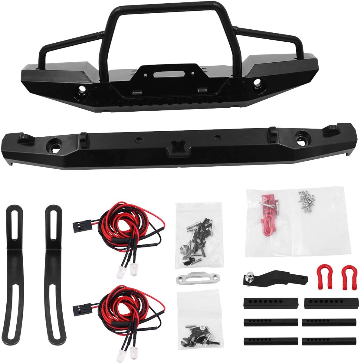 Dailygoods - Cosensi - Dailygoods - Dailygoody - RC auto bumper - LED-licht - Metalen bumper - Voor- en achterbumper - Lier ondersteuning - Geschikt voor TRX-4 en SCX10