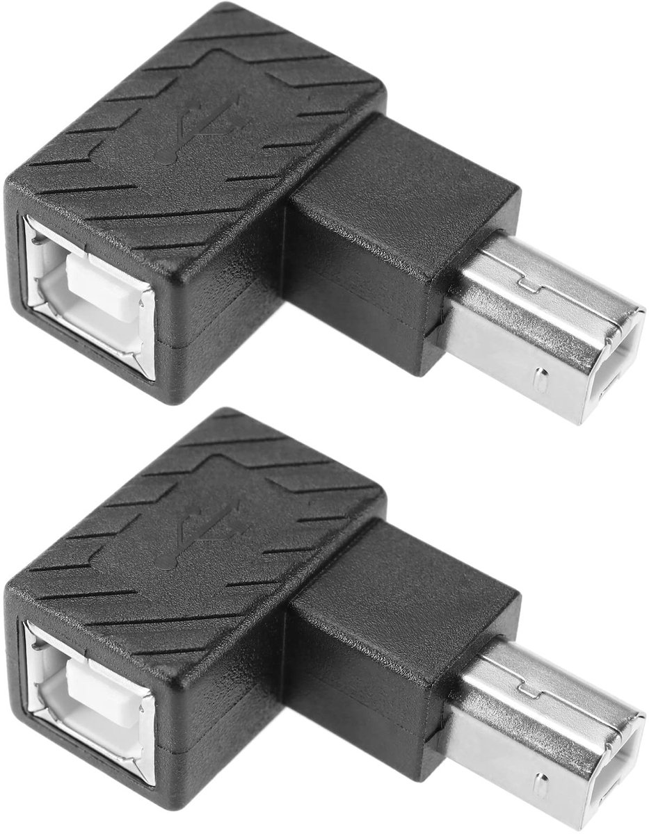 Dailygoods - Cosensi - Dailygoods - Dailygoody - USB 2.0 Type-B Printer Adapter - 90 Graden - Gegevensoverdrachtsnelheid 480 Mbps - Linkerhoek & Rechte Hoek - Mannelijk naar Vrouwel