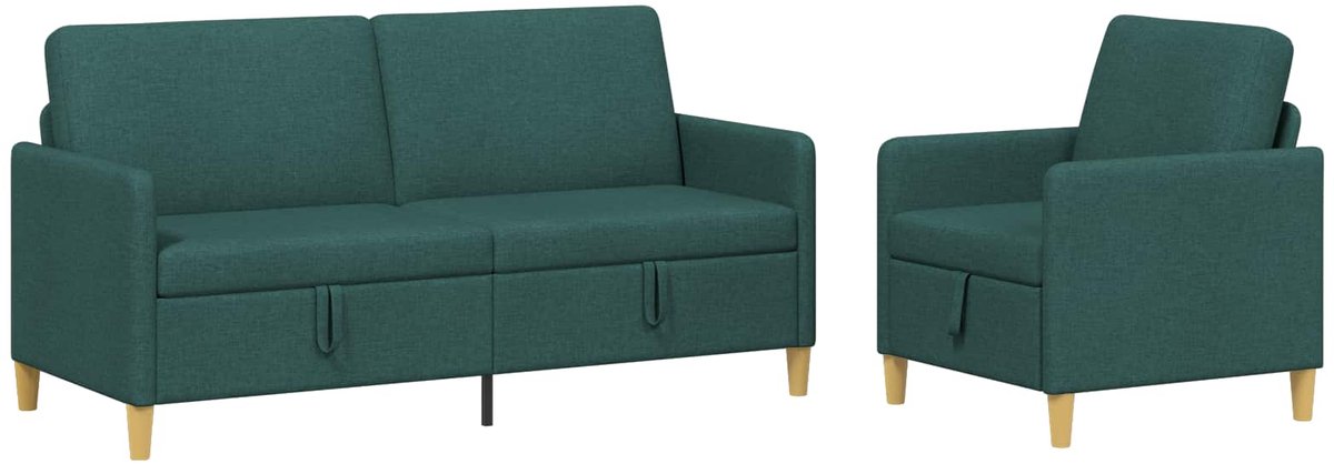 vidaXL - Sofa - Set - Met - Opslag - 2 - st - Donkergroen - Polyester