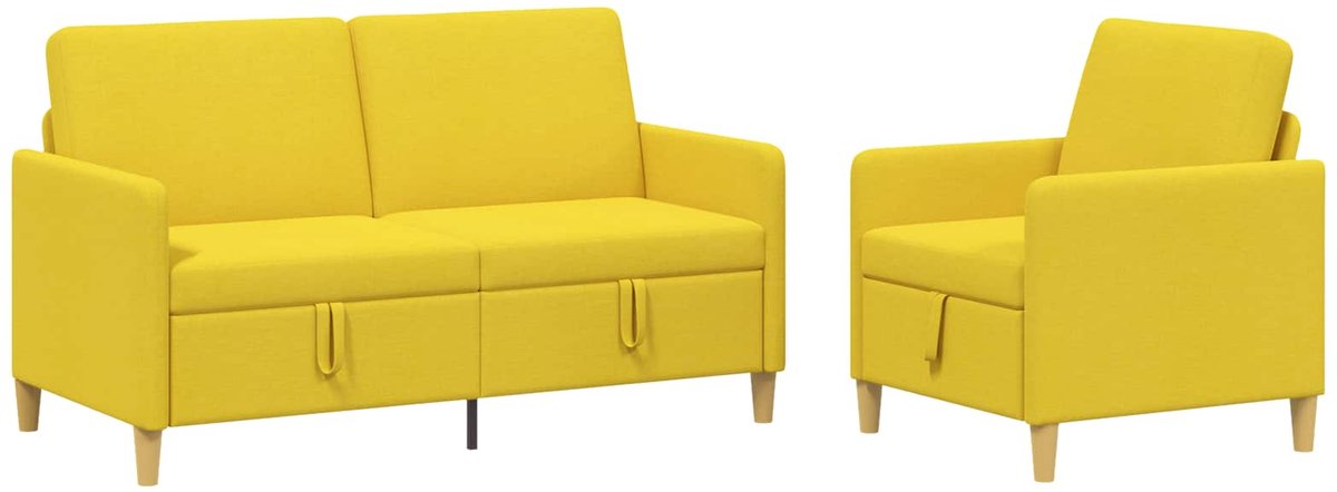 vidaXL - Sofa - Set - Met - Opslag - 2 - st - Licht - Geel - Polyester