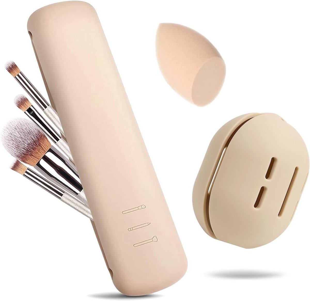 Set van 2 Siliconen Make-up Borstelhouders en Sponshouders, Handige Cosmetica-opbergdoos voor Reizen en Organisatie