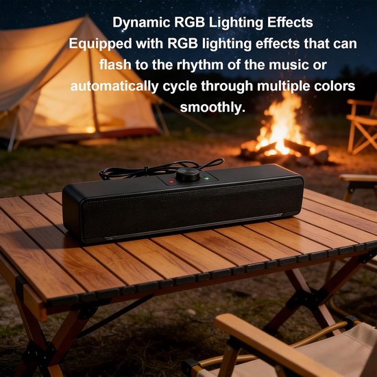 Computerluidsprekers - Soundbar - Films Muziek Games - Dynamische RGB-verlichting - 32 cm - Zwart — afbeelding 3