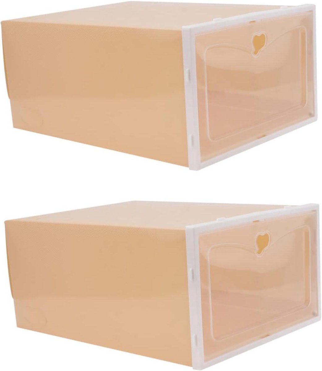 Opbergdozen - Schoenendozen - Schoenen Organiseren - Stapelbaar Transparant - 2 stuks - Geel
