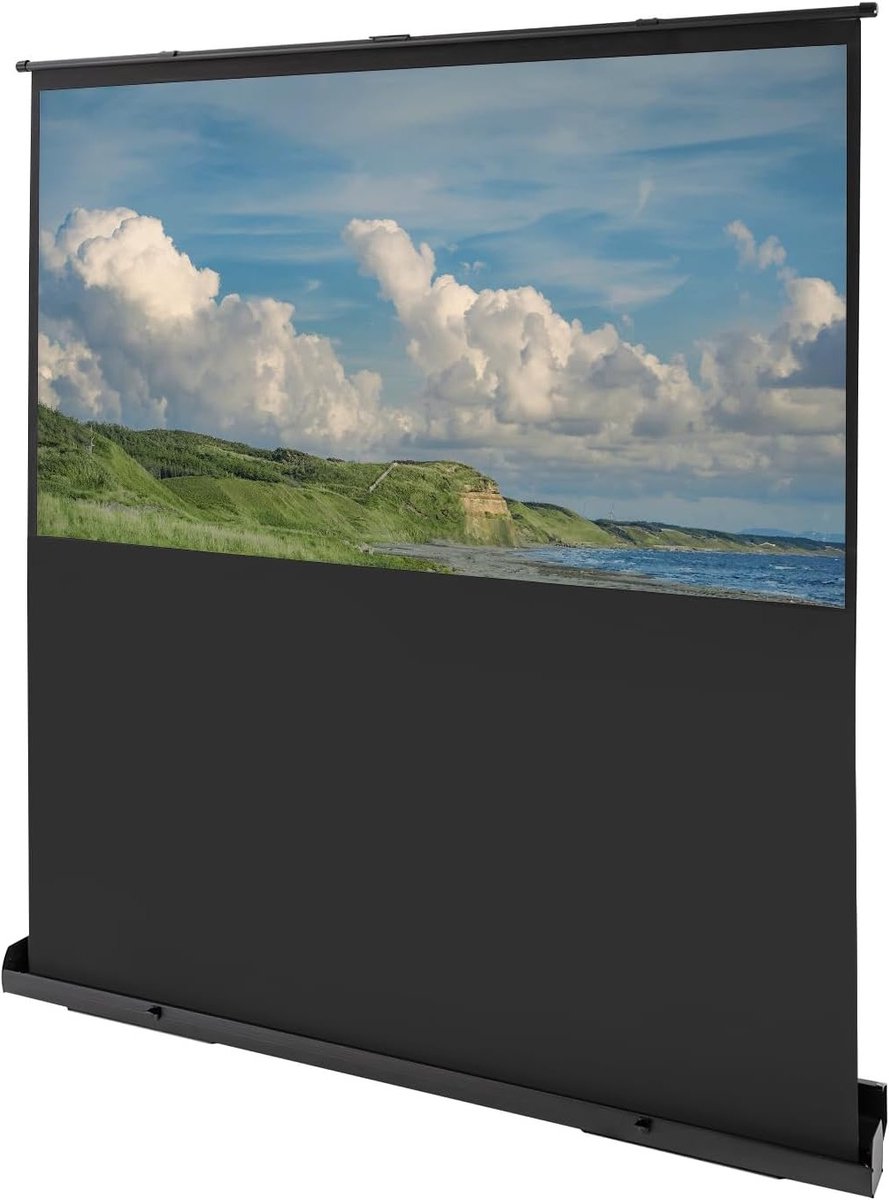 Verplaatsbaar Pull-Up Projectiescherm 195 x 12 x 13 cm voor Thuisbioscoop, Woonkamer en Slaapkamer, Ideaal voor Presentaties en Filmavonden
