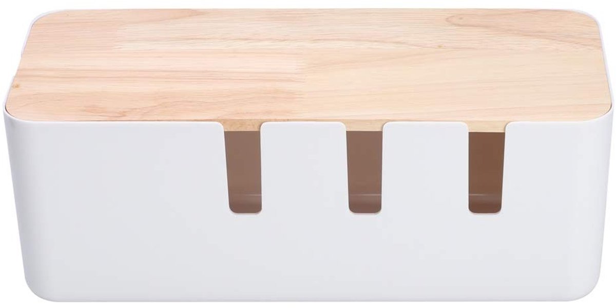 Dailygoods - Innovra - Dailygoods - Kabelopbergdoos voor Stekkerdozen met Houten Deksel