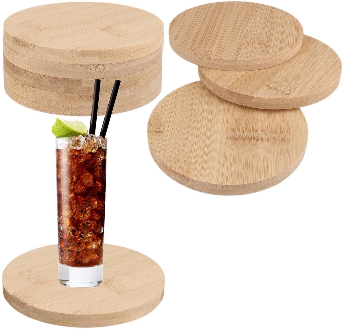 Dailygoods - Set van 12 Houten Onderzetters voor Glazen en Kopjes