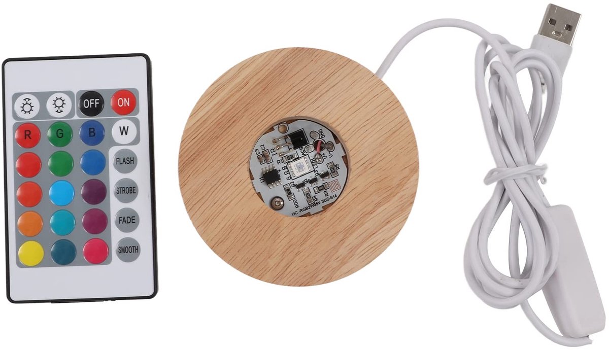 Dailygoods - LED Lichtbasis met Afstandsbediening voor Kristallen en Harskunst
