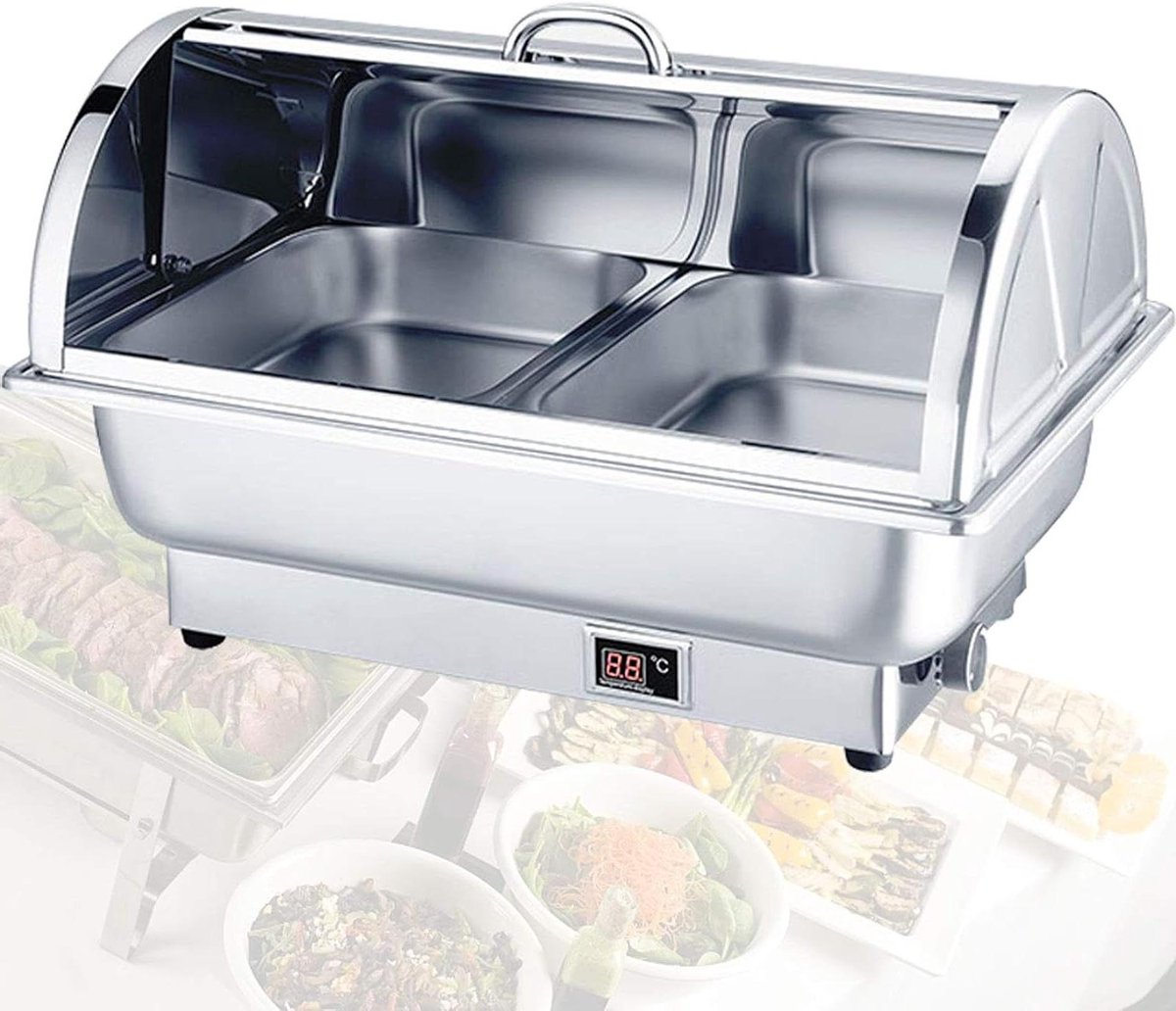 Elektrische Warmhoudbak - Buffet Server - Feesten en Buffetten - Instelbare Temperatuur - 9L Capaciteit - Zilver