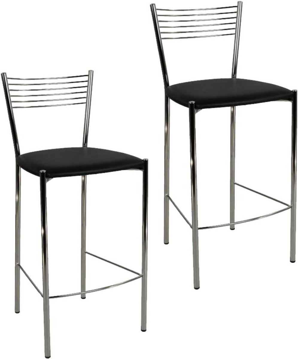 Moderne Krukken - Set van 2 - Keuken Bar - Verchroomd Staal - Hoogte 93 cm - Zwart