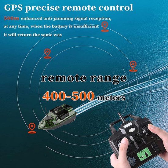 Visboot met GPS - Aas boot - Vissen op afstand - Dubbele motor - 3 aas containers - Zwart — afbeelding 2